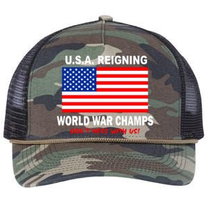 U.S.A. Reigning World War Champs Retro Rope Trucker Hat Cap