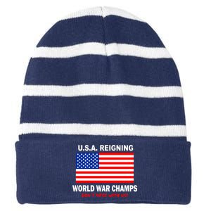 U.S.A. Reigning World War Champs Striped Beanie with Solid Band