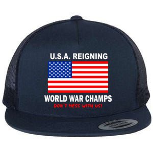 U.S.A. Reigning World War Champs Flat Bill Trucker Hat