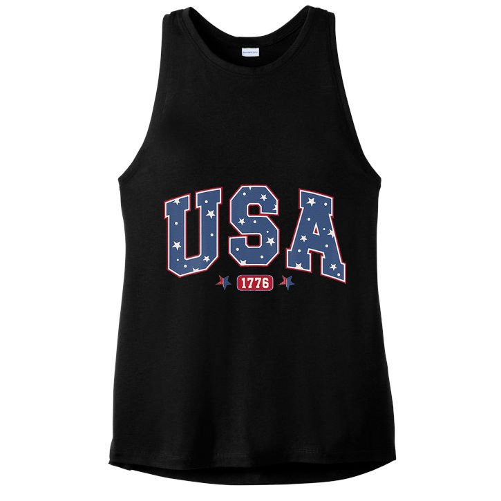 Usa 1776 4th Of July Independence Day Ladies PosiCharge Tri-Blend Wicking Tank