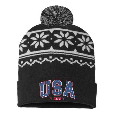 Usa 1776 4th Of July Independence Day USA-Made Snowflake Beanie