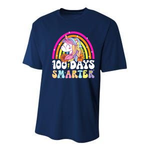 Unicorn 100th Day Of School Teacher 100 Days Smarter Youth Performance Sprint T-Shirt