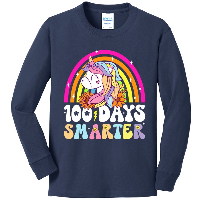 Unicorn 100th Day Of School Teacher 100 Days Smarter Kids Long Sleeve Shirt