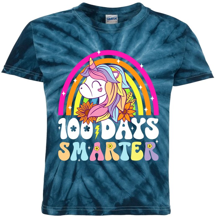 Unicorn 100th Day Of School Teacher 100 Days Smarter Kids Tie-Dye T-Shirt