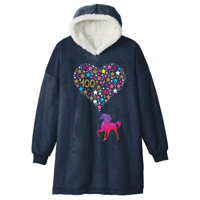 Unicorn 100 Days Of School Cute Happy Gift Outfit Hooded Wearable Blanket