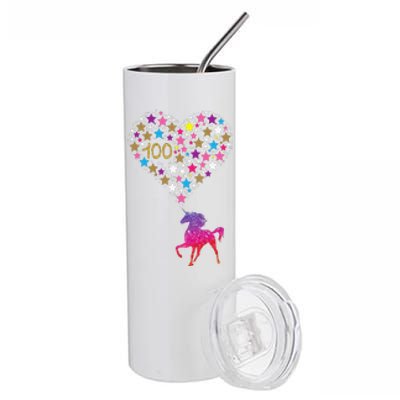 Unicorn 100 Days Of School Cute Happy Gift Outfit Stainless Steel Tumbler