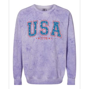 USA 1776 Fourth Of July America Flag Colorblast Crewneck Sweatshirt