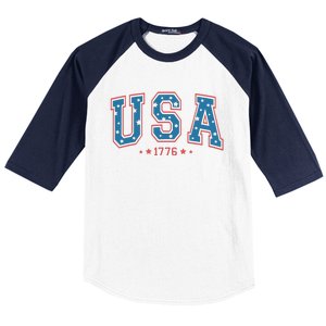 USA 1776 Fourth Of July America Flag Baseball Sleeve Shirt