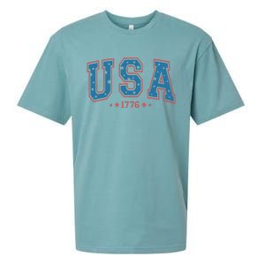 USA 1776 Fourth Of July America Flag Sueded Cloud Jersey T-Shirt