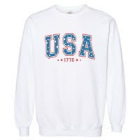 USA 1776 Fourth Of July America Flag Garment-Dyed Sweatshirt