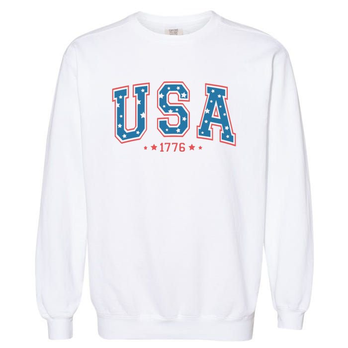 USA 1776 Fourth Of July America Flag Garment-Dyed Sweatshirt