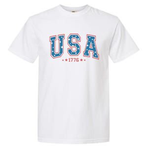 USA 1776 Fourth Of July America Flag Garment-Dyed Heavyweight T-Shirt