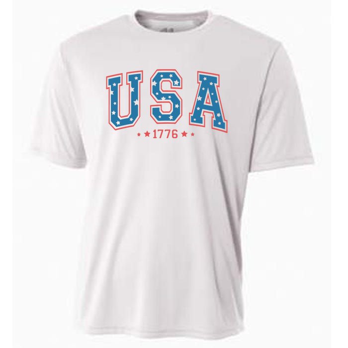 USA 1776 Fourth Of July America Flag Cooling Performance Crew T-Shirt