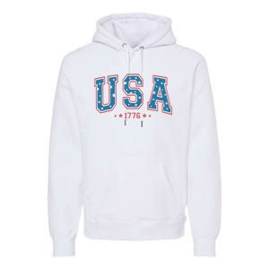 USA 1776 Fourth Of July America Flag Premium Hoodie