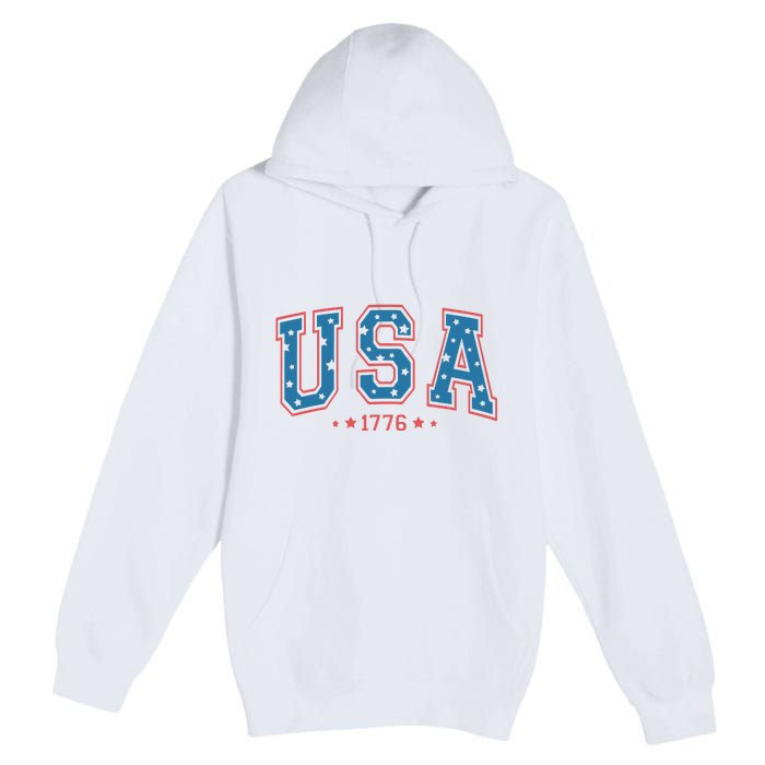 USA 1776 Fourth Of July America Flag Premium Pullover Hoodie