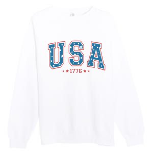 USA 1776 Fourth Of July America Flag Premium Crewneck Sweatshirt