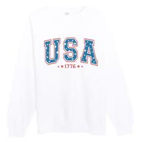 USA 1776 Fourth Of July America Flag Premium Crewneck Sweatshirt