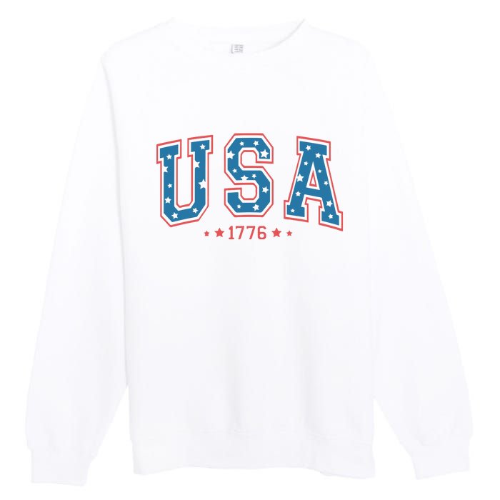 USA 1776 Fourth Of July America Flag Premium Crewneck Sweatshirt