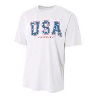 USA 1776 Fourth Of July America Flag Performance Sprint T-Shirt