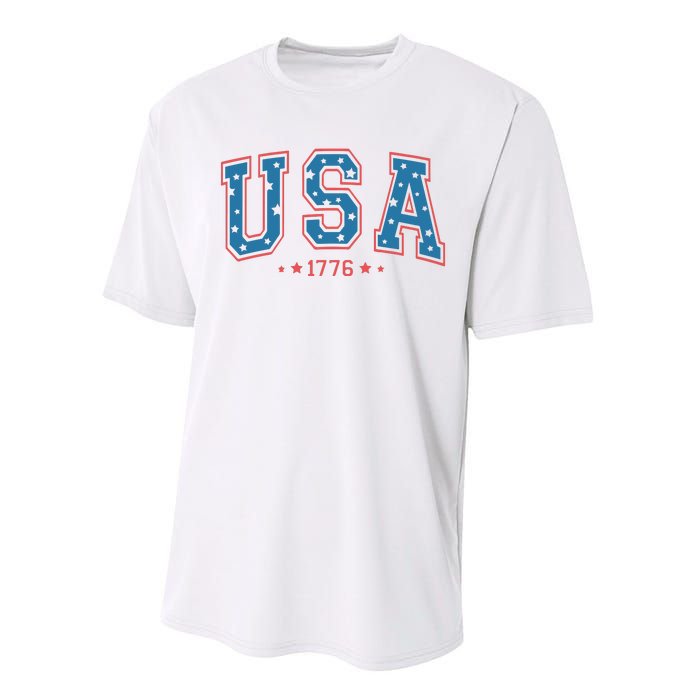 USA 1776 Fourth Of July America Flag Performance Sprint T-Shirt