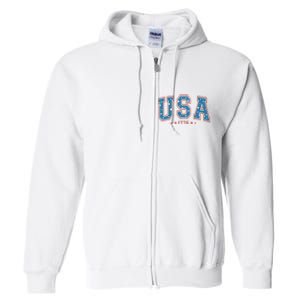 USA 1776 Fourth Of July America Flag Full Zip Hoodie