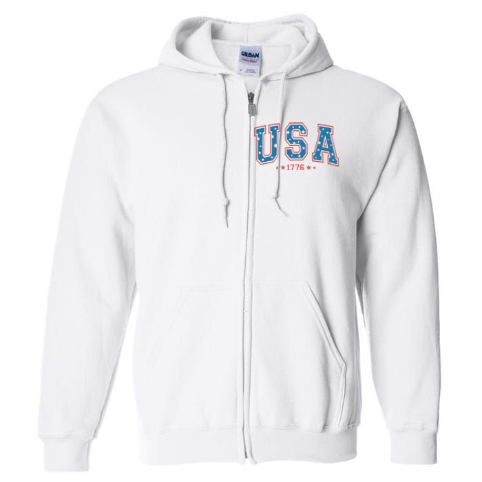 USA 1776 Fourth Of July America Flag Full Zip Hoodie