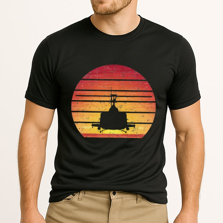 Uh 1 Huey Retro Helicopter Vintage Style Vietnam Chopper Performance Shirt