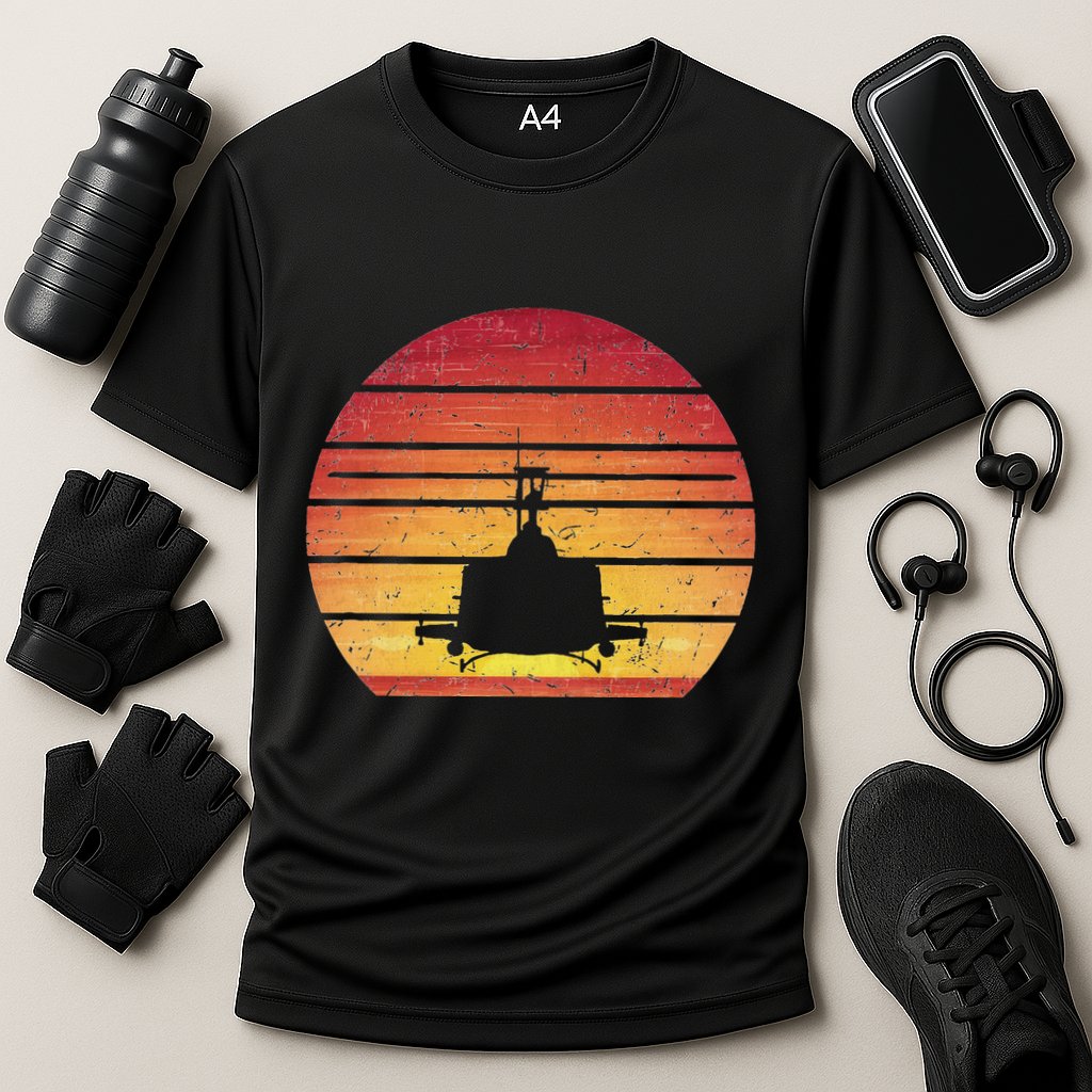 Uh 1 Huey Retro Helicopter Vintage Style Vietnam Chopper Performance Shirt