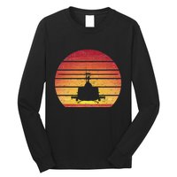 Uh 1 Huey Retro Helicopter Vintage Style Vietnam Chopper Long Sleeve Shirt
