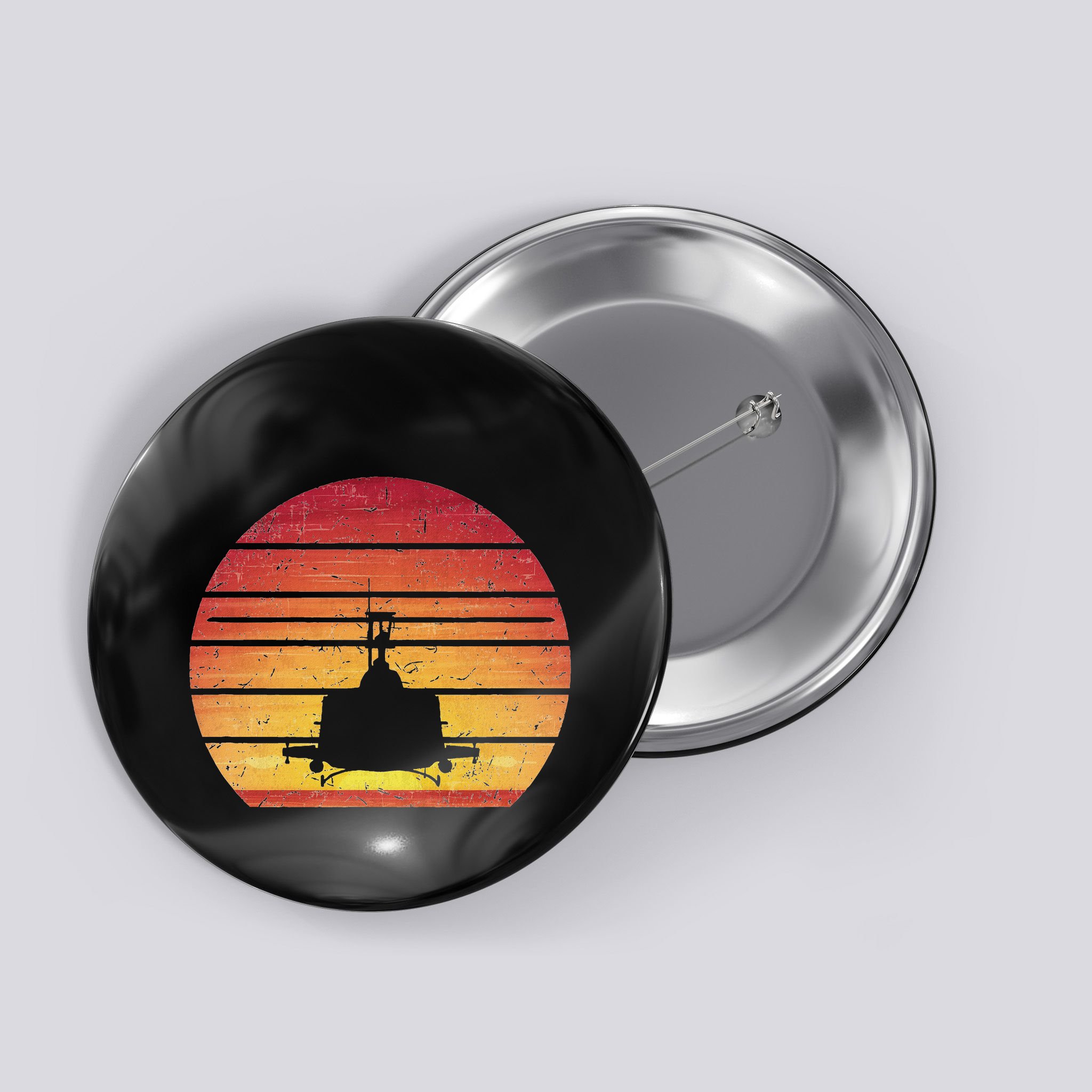 Uh 1 Huey Retro Helicopter Vintage Style Vietnam Chopper Button
