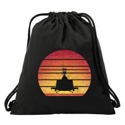 Uh 1 Huey Retro Helicopter Vintage Style Vietnam Chopper Drawstring Bag