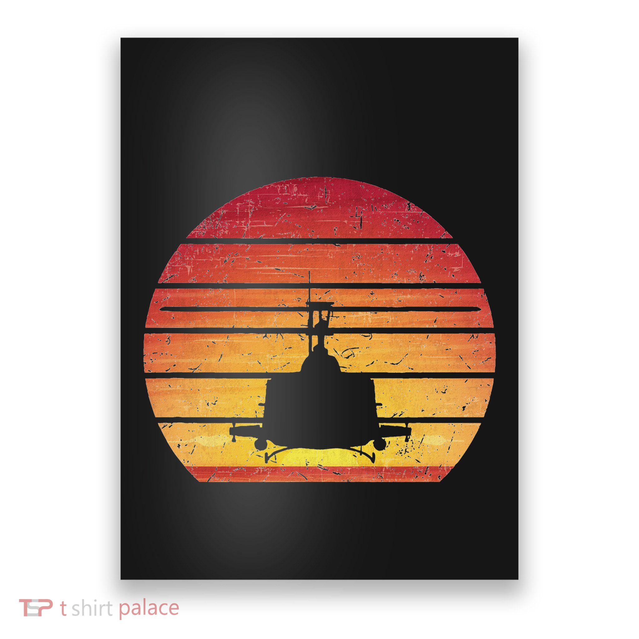 Uh 1 Huey Retro Helicopter Vintage Style Vietnam Chopper Poster