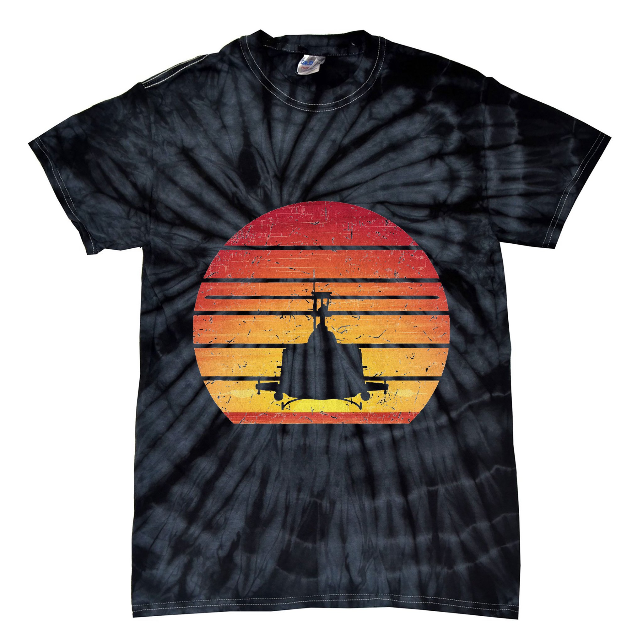 Uh 1 Huey Retro Helicopter Vintage Style Vietnam Chopper Tie-Dye T-Shirt