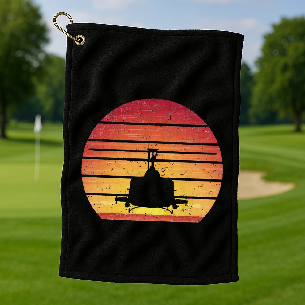 Uh 1 Huey Retro Helicopter Vintage Style Vietnam Chopper Golf Towel
