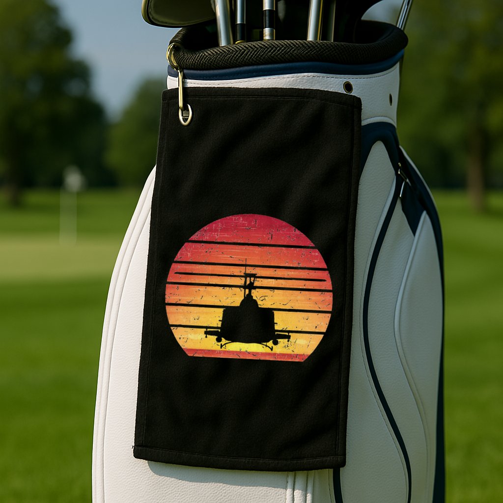 Uh 1 Huey Retro Helicopter Vintage Style Vietnam Chopper Golf Towel