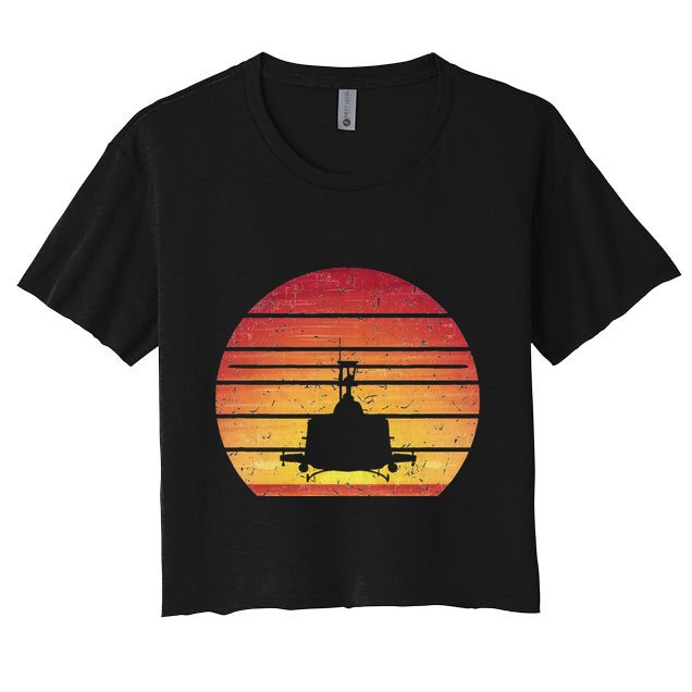 Uh 1 Huey Retro Helicopter Vintage Style Vietnam Chopper Crop Top