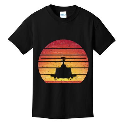 Uh 1 Huey Retro Helicopter Vintage Style Vietnam Chopper Kids T-Shirt