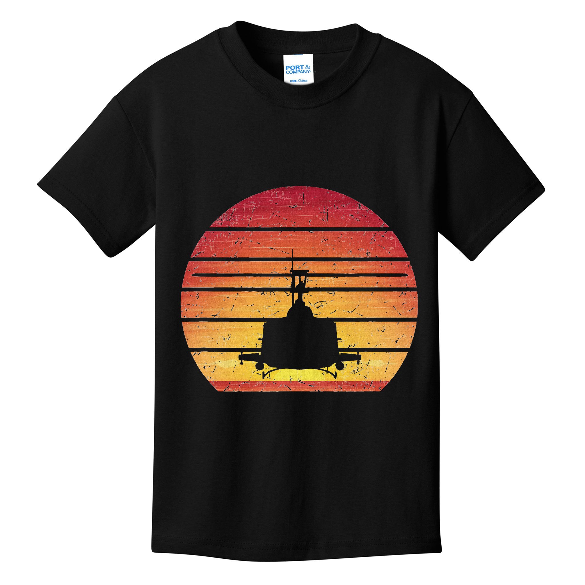 Uh 1 Huey Retro Helicopter Vintage Style Vietnam Chopper Kids T-Shirt