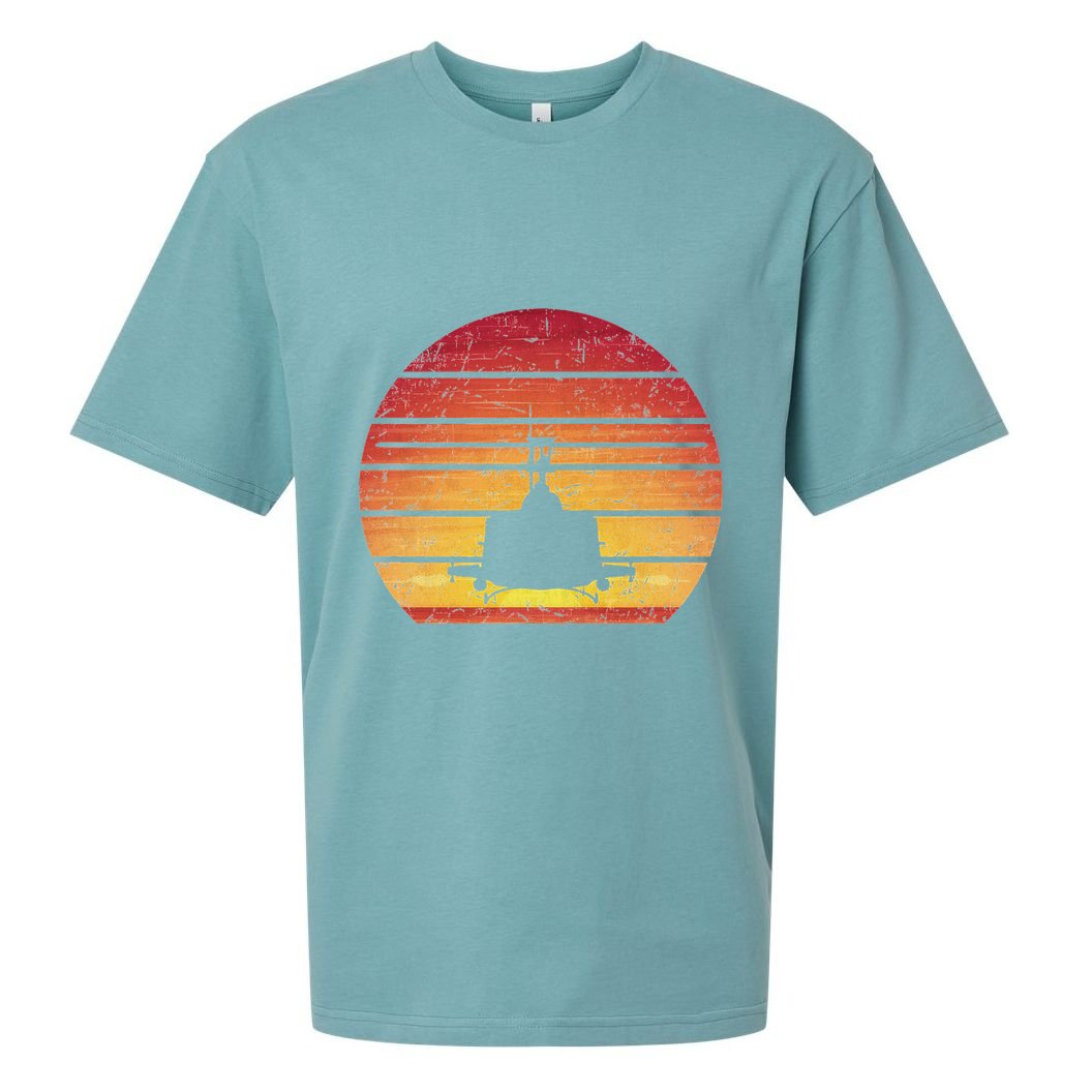 Uh 1 Huey Retro Helicopter Vintage Style Vietnam Chopper Sueded Cloud Jersey T-Shirt