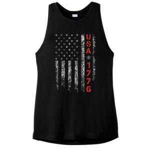 Usa 1776 Patriotic 4th Of July America Independence Day Ladies PosiCharge Tri-Blend Wicking Tank