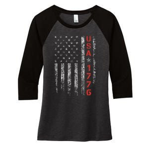 Usa 1776 Patriotic 4th Of July America Independence Day Women's Tri-Blend 3/4-Sleeve Raglan Shirt