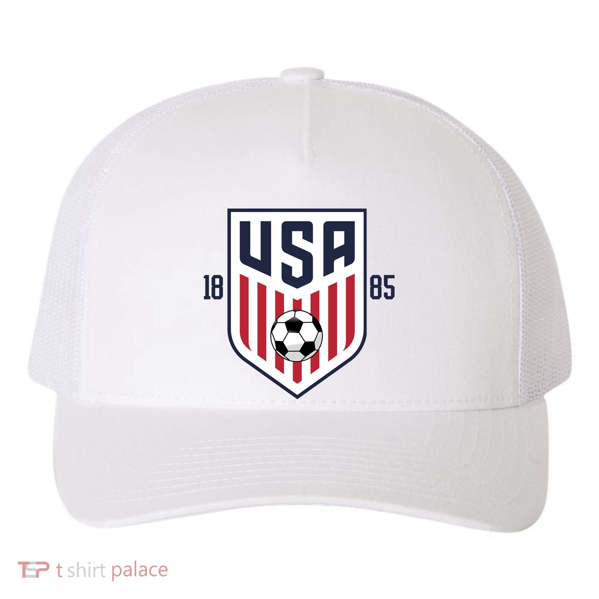 USA 1885 Soccer Tournament Yupoong Adult 5-Panel Trucker Hat