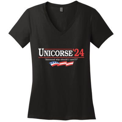 Unicorse 24 For President And Why Should I Care Women's V-Neck T-Shirt