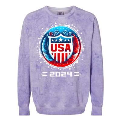 Usa 2024 Go United States Sport Usa Team 2024 Usa Colorblast Crewneck Sweatshirt