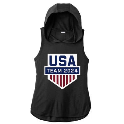 Usa 2024 Go Sport United States Sport Usa 2024 Team 2024 Ladies PosiCharge Tri-Blend Wicking Draft Hoodie Tank