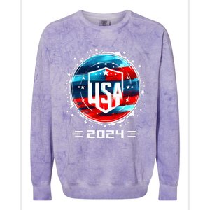 Usa 2024 Go United States Sport Usa Team 2024 Usa Colorblast Crewneck Sweatshirt