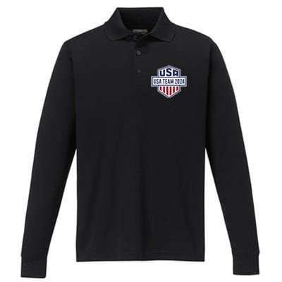 Usa 2024 Go Sport United States Sport Usa 2024 Team 2024 Performance Long Sleeve Polo