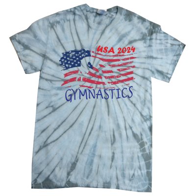 Usa 2024 Gymnastics American Flag Support Team Tie-Dye T-Shirt