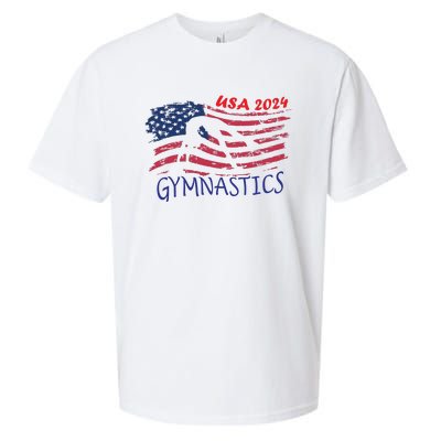 Usa 2024 Gymnastics American Flag Support Team Sueded Cloud Jersey T-Shirt