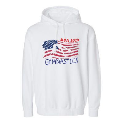 Usa 2024 Gymnastics American Flag Support Team Garment-Dyed Fleece Hoodie